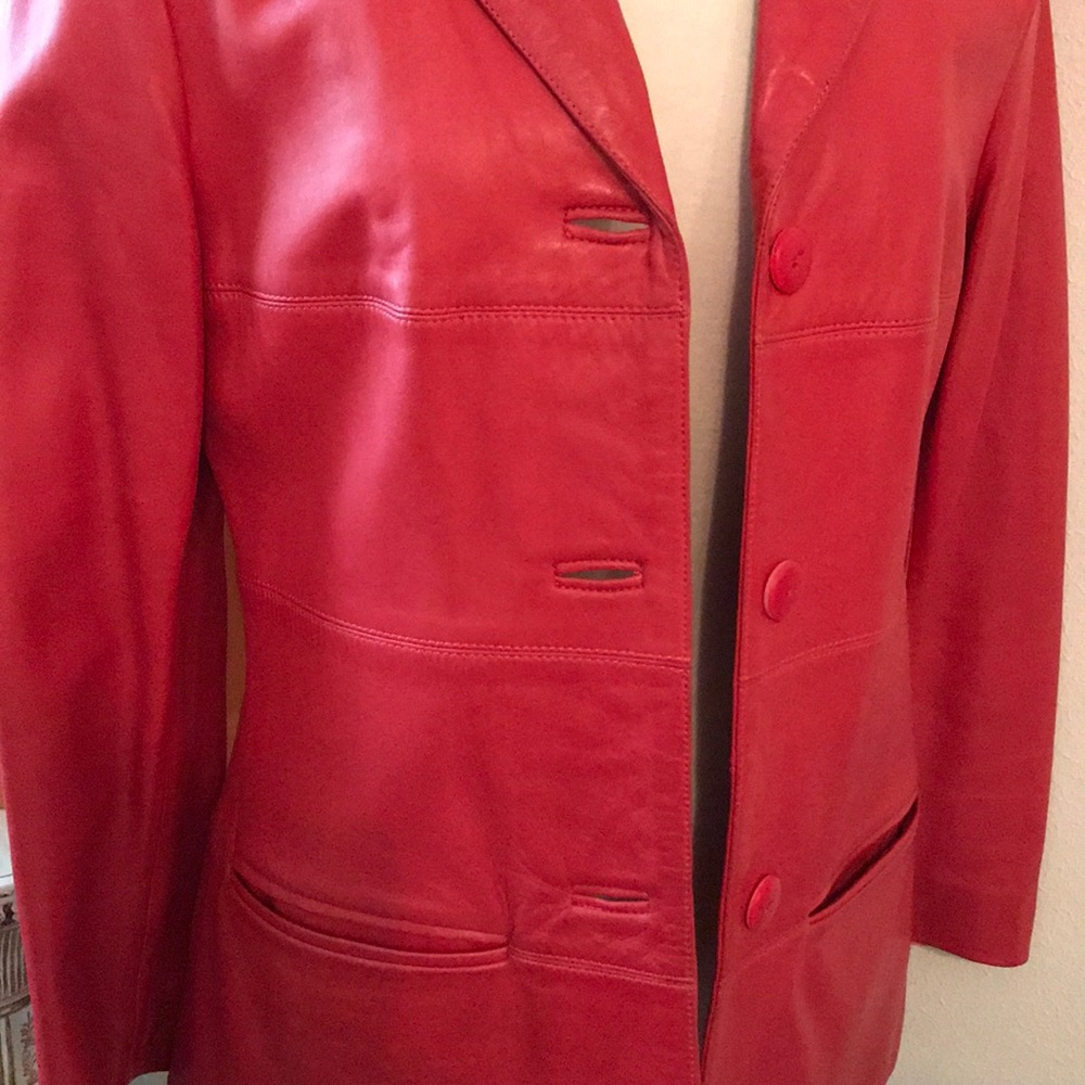 Red Leather Jacket 🧥😍 - Picture 2 of 6